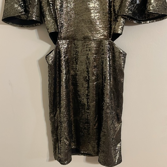 french connection cut out merallic gold moni dress 2 - Picture 7 of 9